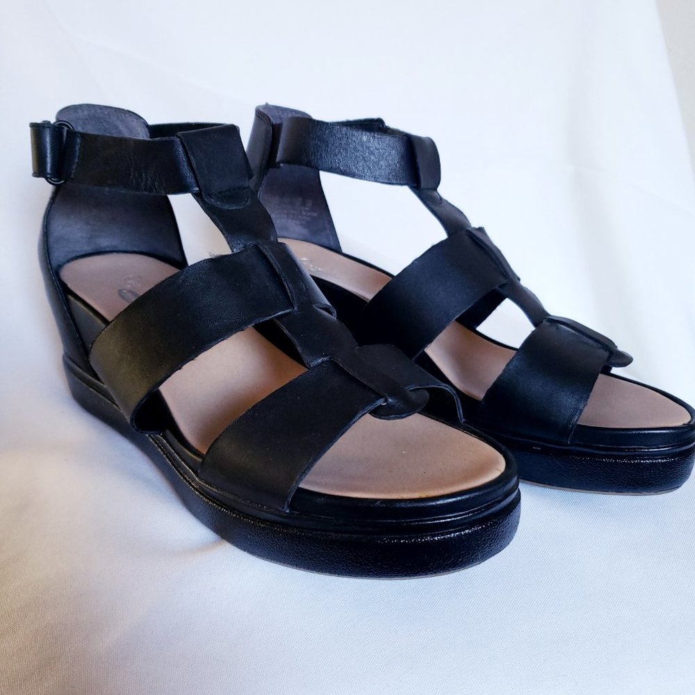 Black Gladiator Wedge Platform Sandals - Sz 9 - Dr Scholl's - Picture 4 of 14